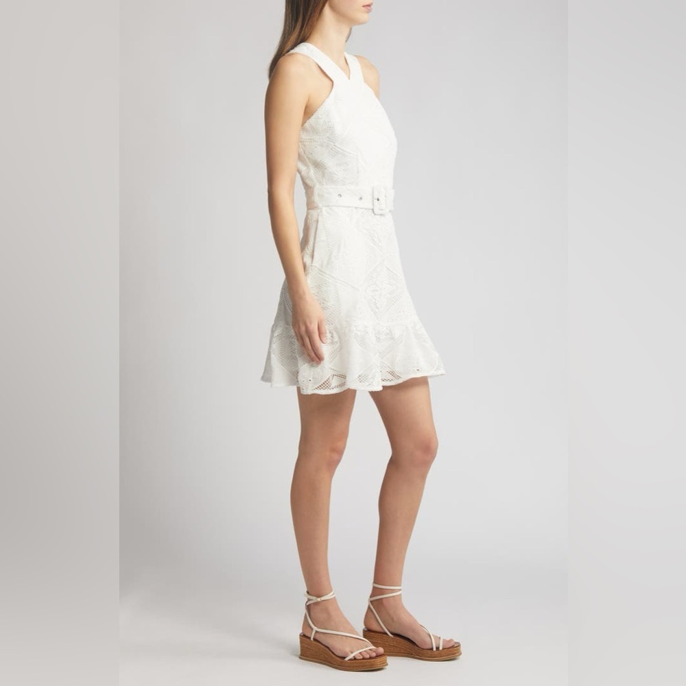 Ciebon Braylee Lace Eyelet Belted Sleeveless Minidress - Picture 2 of 10